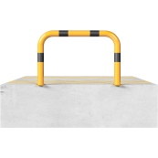 Anti-nudge hoop | steel tube  76 mm | yellow / black | total width: 750 mm | height above ground: 250 mm | to be fixed by plugs